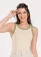 Cativa - Regata em Canelado Azul Claro - variação: Bege