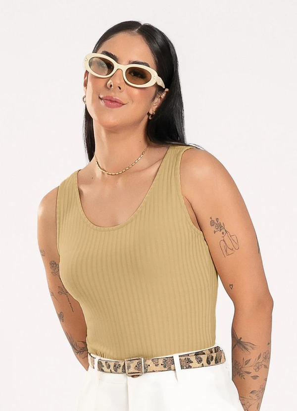 Cativa - Regata em Canelado Caramelo