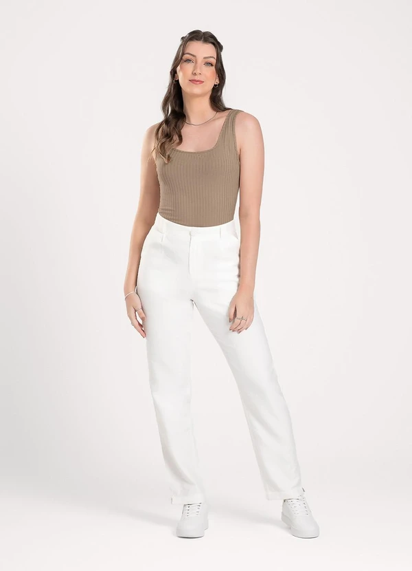 Cativa - Regata em Canelado Marrom Claro 3