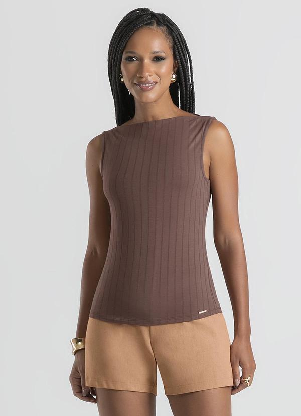 Cativa - Regata em Canelado Marrom Escuro 1