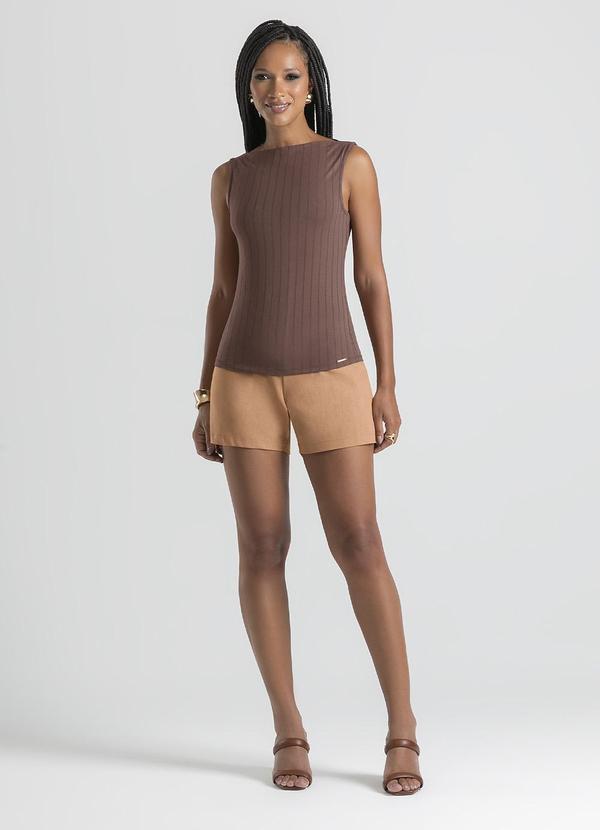 Cativa - Regata em Canelado Marrom Escuro 3