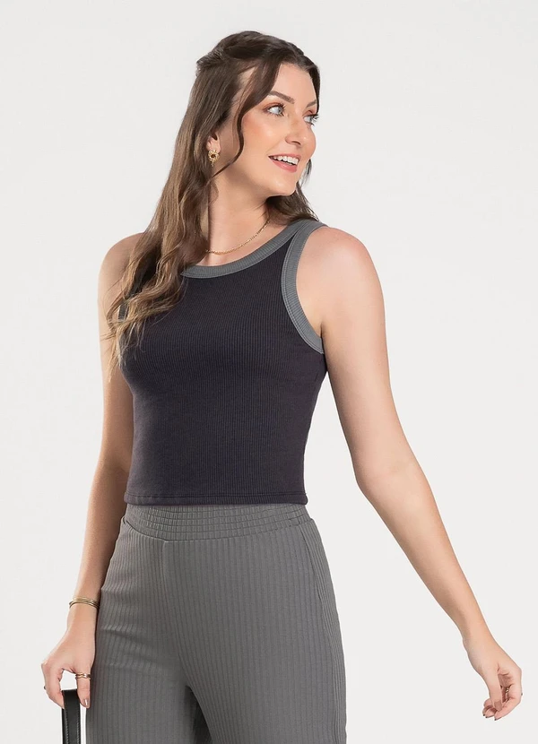 Cativa - Regata em Canelado Preto