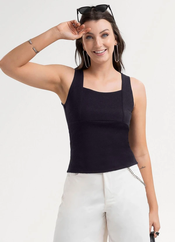 Habana - Regata em Canelado Preto