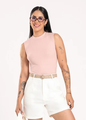 Cativa - Regata em Canelado Rosa Claro - CATIVA