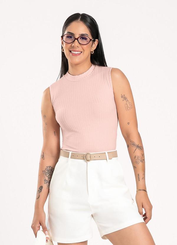 Cativa - Regata em Canelado Rosa Claro