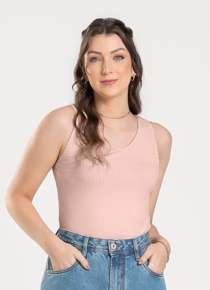 Cativa - Regata em Canelado Rosa Claro - CATIVA