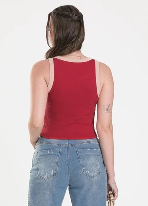Cativa - Regata em Canelado Vermelho Escuro - CATIVA