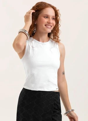 Cativa You - Regata em Cotton com Bordado a Laser Branco - CATIVA YOU