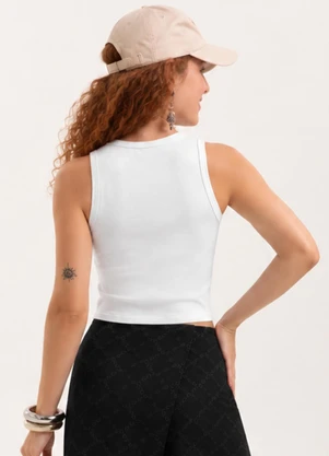 Cativa You - Regata em Cotton com Bordado a Laser Branco - CATIVA YOU