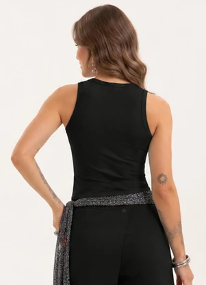 Cativa You - Regata em Cotton com Bordado a Laser Preto - CATIVA YOU