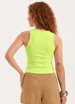 Cativa You - Regata em Cotton com Bordado a Laser Verde - CATIVA YOU