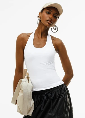Cativa - Regata em Cotton com Decote U e Bojo Branco - CATIVA