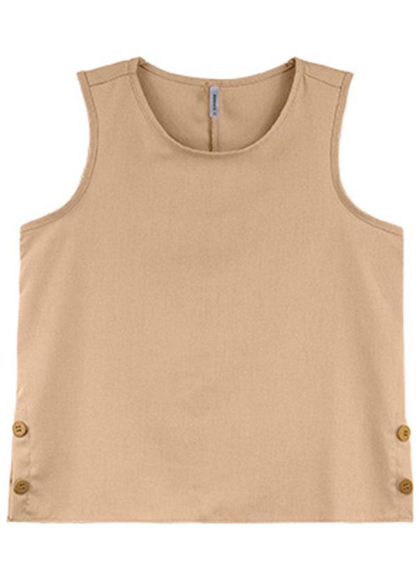 Rezzato - Regata em Linho Botões Adulto Feminino Marrom