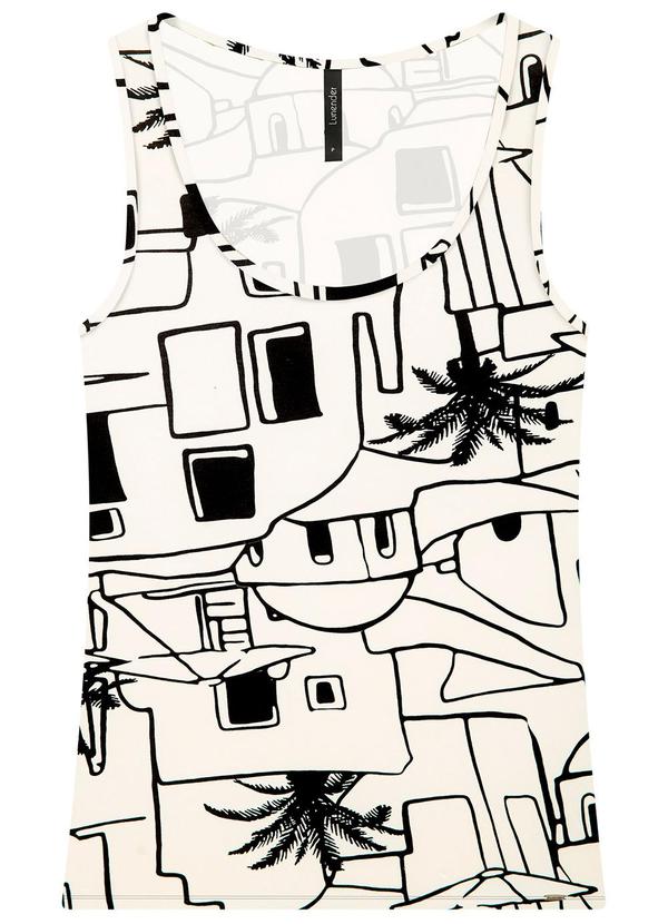 Lunender - Regata em Malha Viscose Estampada Off White 1