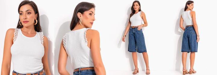 Regata em Ribana Canelada Branco