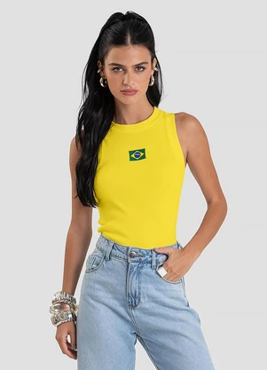 Dianna - Regata em Ribana Canelada Brasil Amarelo - DIANNA