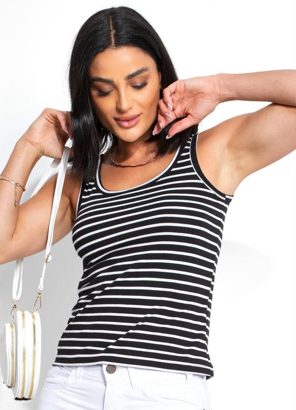 Bimini - Regata em Ribana Canelada ListradoPreto e Branco 3