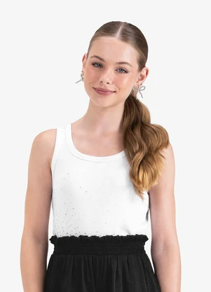 Minty - Regata em Ribana de Viscose Branco - MINTY