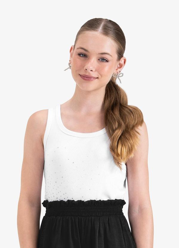 Minty - Regata em Ribana de Viscose Branco
