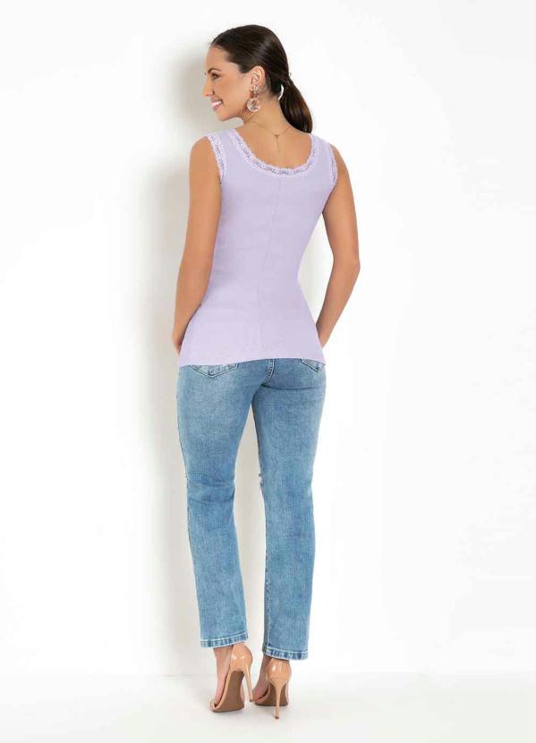 Moda Pop - Regata em Ribana Lilás com Renda 4