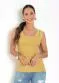 Moda Pop - Regata em Ribana Mostarda com Renda - variação: Mostarda
