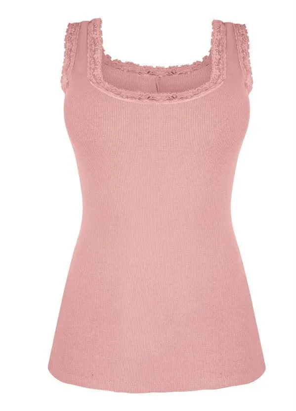 Moda Pop - Regata em Ribana Rosa com Renda 7