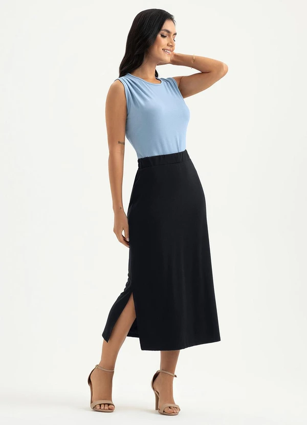 Cativa - Regata em Tecido Crepe Azul Claro 3