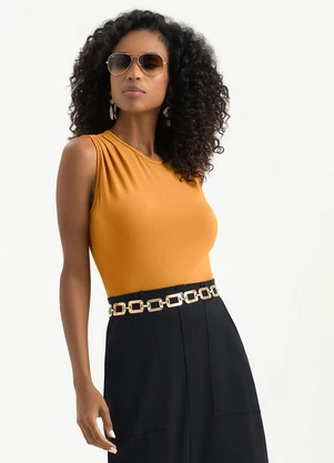 Cativa - Regata em Tecido Crepe Laranja - CATIVA