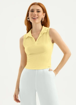 Cativa - Regata em Tecido Texturizado Amarelo Claro - CATIVA