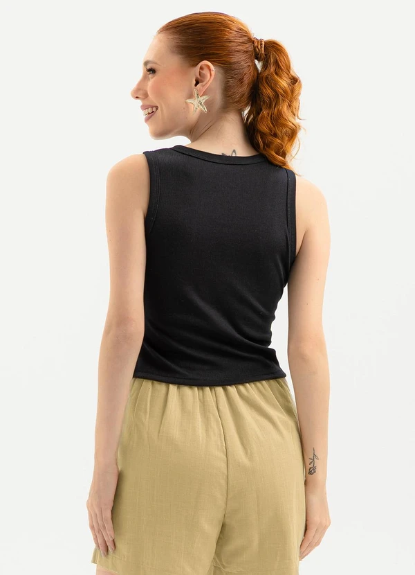 Cativa - Regata em Tecido Texturizado Preto 2