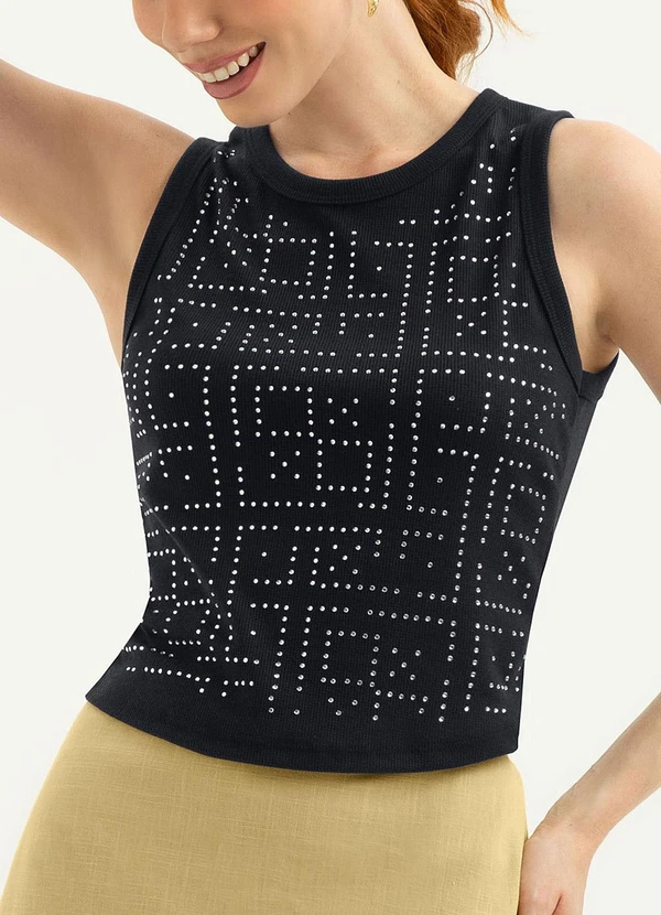 Cativa - Regata em Tecido Texturizado Preto 3