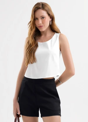Cativa - Regata em Tecido Tricoline com Elastano Branco - CATIVA