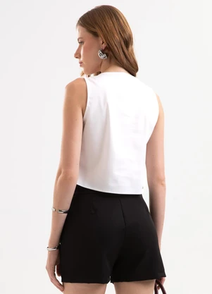 Cativa - Regata em Tecido Tricoline com Elastano Branco - CATIVA