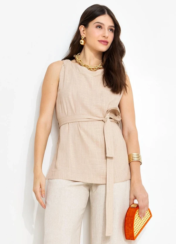 You Premium - Regata em Viscolinho Bege