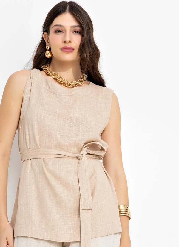 You Premium - Regata em Viscolinho Bege 7