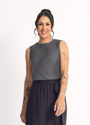 Habana - Regata em Viscose  Cinza Escuro - HABANA