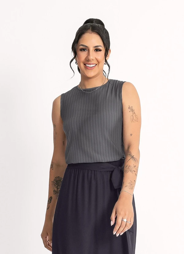 Habana - Regata em Viscose  Cinza Escuro