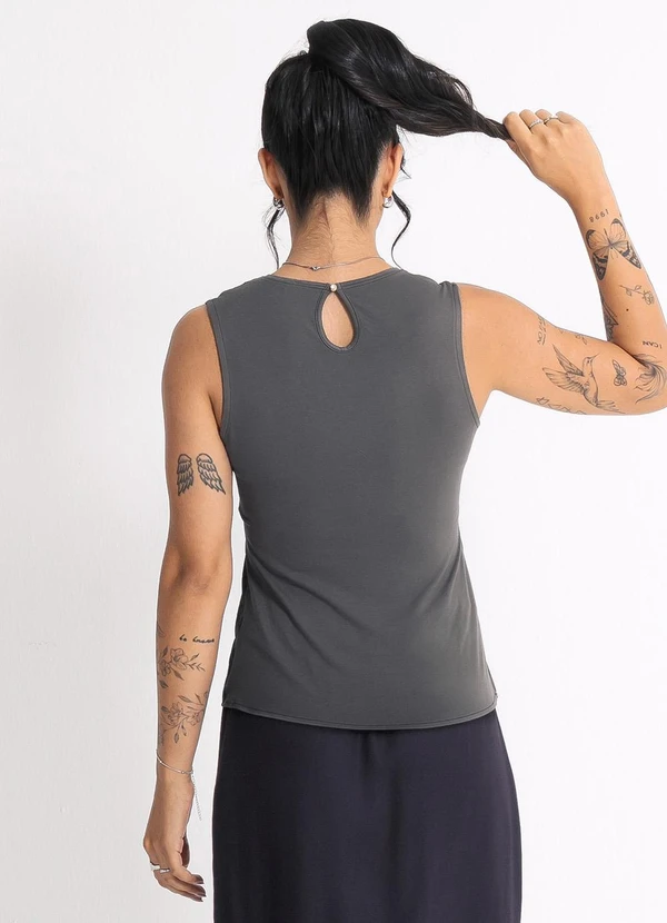 Habana - Regata em Viscose  Cinza Escuro 2