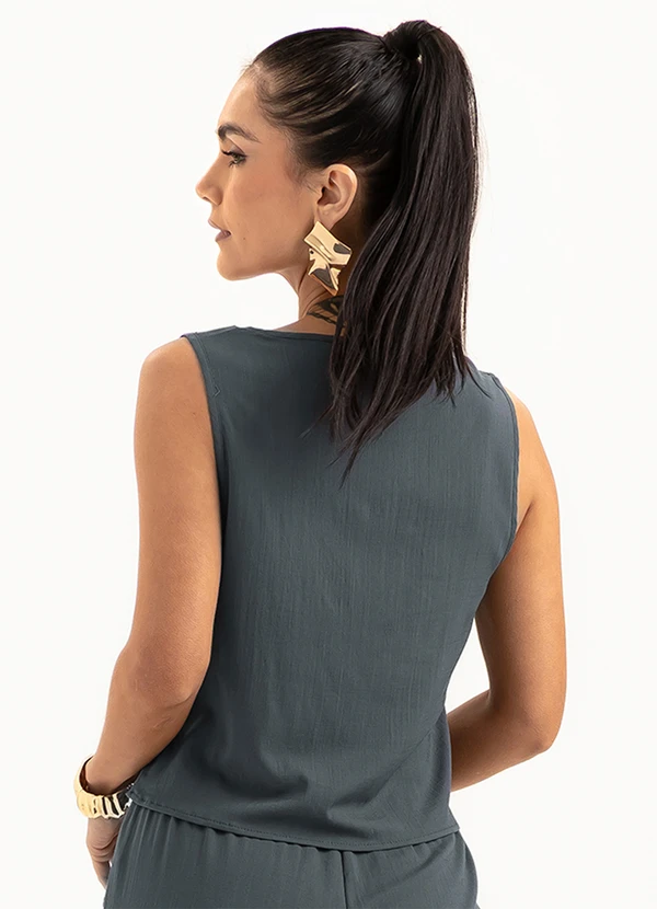 Cativa - Regata em Viscose Cinza Escuro 2