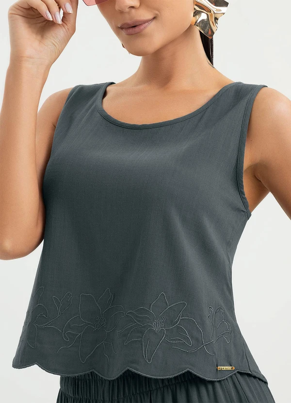 Cativa - Regata em Viscose Cinza Escuro 4