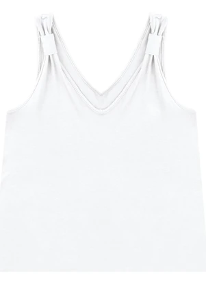 Malwee - Regata em Viscose com Franzido Branco - MALWEE