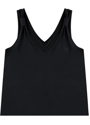 Malwee - Regata em Viscose com Franzido Preto - MALWEE