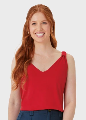 Malwee - Regata em Viscose com Franzido Vermelho - MALWEE