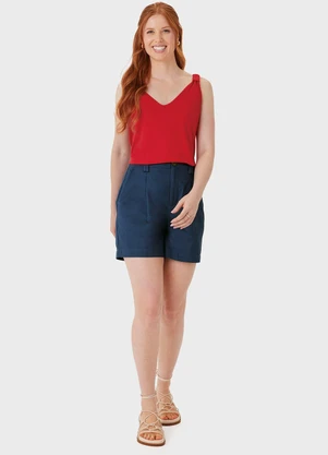 Malwee - Regata em Viscose com Franzido Vermelho - MALWEE