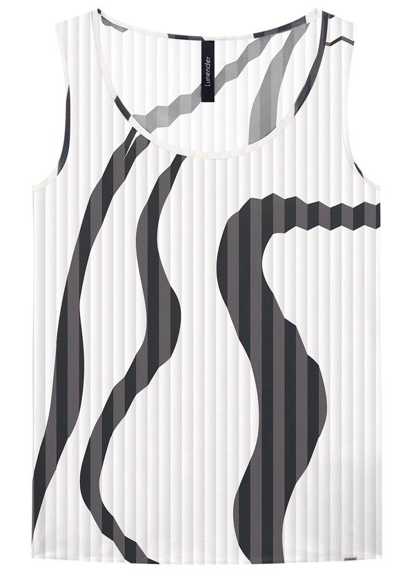 Lunender - Regata em Viscose Estampada Preto