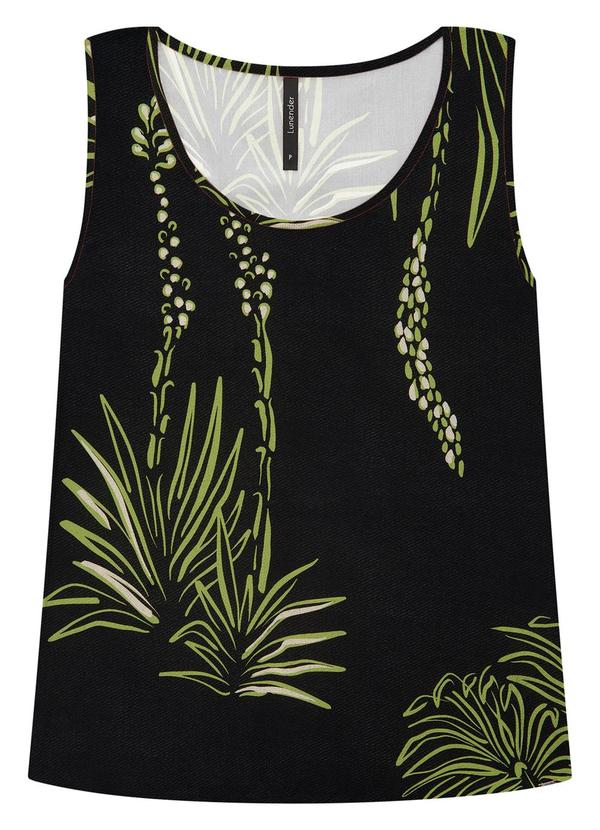 Lunender - Regata em Viscose Estampada Preto