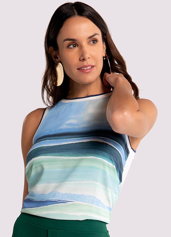 Lunender - Regata Estampada com Retilínea Azul