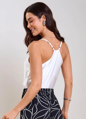 Marialícia - Regata Feminina Acetinada Branco - MARIALÍCIA