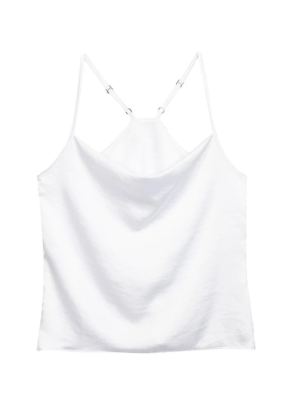 Marialícia - Regata Feminina Acetinada Branco