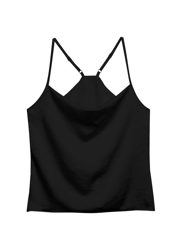 Marialícia - Regata Feminina Acetinada Preto 2